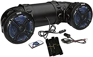 Pyle Marine ATV Powered Speakers - 4.0 Wireless Bluetooth, 800 Watt, Color Changing LED Lights, IP44 Waterproof, 6.5 Dual Audio Sound System for UTV, Golf Carts, Jetski and Snowmobile - PLATV65BT