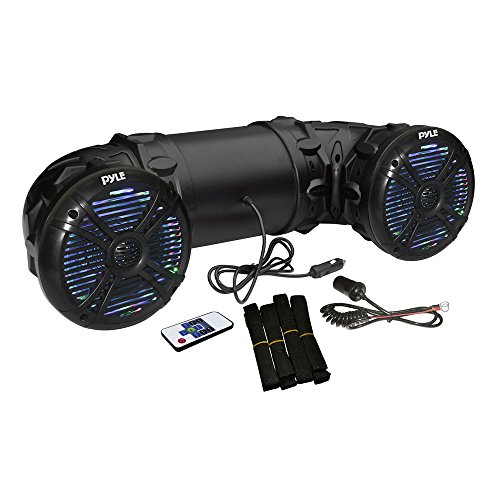 Pyle Marine ATV Powered Speakers - 4.0 Wireless Bluetooth, 800 Watt, Color Changing LED Lights, IP44 Waterproof, 6.5 Dual Audio Sound System for UTV, Golf Carts, Jetski and Snowmobile - PLATV65BT