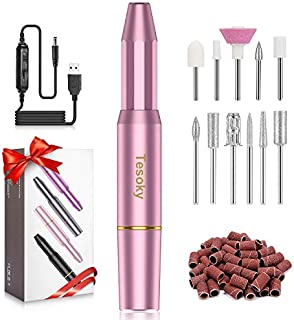 Electric Nail Drill Bits Set, Upgraded Portable Electric Nail File Set Machine for Acrylic Nails Gel Nails Kit, Efile Nail Drill Bits Manicure Kit Pedicure Tools Best Gifts for Women Girls (Pink)