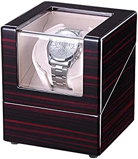 Yescom Automatic Single Watch Winder Display Box Cherry Wooden White Lint Inside Storage Organizer Case Japan Motor