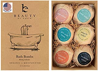 Bath Bombs Gift Set - 6 Large with Organic Shea Butter, Made in USA, Best Christmas & Birthday Gifts for Women, Bath Bomb Gifts for Her, Bath Bombs for Kids, with Salts, Clays and Essential Oils