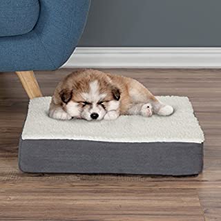 PETMAKER Orthopedic Sherpa Top Pet Bed with Memory Foam and Removable Cover 20x15x4 Gray