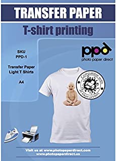 PPD Inkjet PREMIUM Iron-On White and Light Colored T Shirt Transfers Paper LTR 8.5x11 pack of 20 Sheets (PPD001-20)