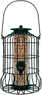 Gray Bunny Caged Tube Feeder, Squirrel Proof Wild Bird Feeder, Outdoor Birdfeeder with Large Metal Seed Guard Deterrent for Large Birds