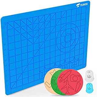 TECBOSS 3D Printing Pens Mat, 3D Pen Pad Silicone Template with Bonus 3 Patterns Mat 2 Finger Protectors - Tools for 3Doodler/MYNT3D Pen