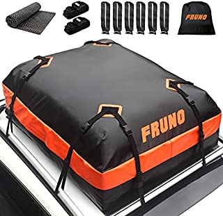 FRUNO 15 Cubic Feet Rooftop Cargo Carrier Waterproof Vehicle Cargo Carrier Roof Bag for Top of Car with/Without Roof Rack