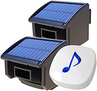 Htzsafe Solar Wireless Driveway Alarm System-1/4 Mile Long Transmission Range-Solar Powered No Need Replace Batteries-Outdoor Weatherproof Motion Sensor DIY Security Alert-1 Receiver and 2 Sensors KIT