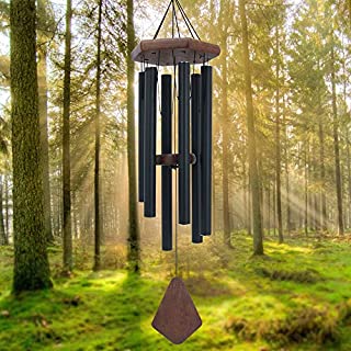 ASTARIN Memorial Wind Chimes Outdoor Large Deep Tone, 30 Inch Wind Chime Outdoor, Sympathy Wind-Chime Personalized with 6 Tuned Tubes, Elegant Chime for Garden Patio Balcony and Home Matte Black