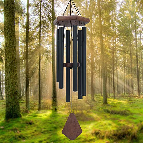 ASTARIN Memorial Wind Chimes Outdoor Large Deep Tone, 30 Inch Wind Chime Outdoor, Sympathy Wind-Chime Personalized with 6 Tuned Tubes, Elegant Chime for Garden Patio Balcony and Home Matte Black