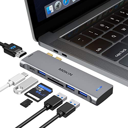 USB C Adapter for MacBook Pro Adapter, MacBook Pro USB Adapter MacBook Pro HDMI Adapters with 3 USB 3.0, 4K@60Hz HDMI, TF/SD, USB-C Thunderbolt 3 100W