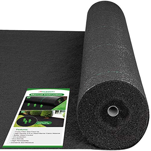 Amagabeli 5.8oz 3ft x 300ft Weed Barrier Landscape Fabric Heavy Duty Ground Cover Weed Cloth Geotextile Fabric Durable Driveway Cover Garden Lawn Fabric Outdoor Weed Mat