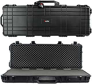 Eylar 44 Inch Protective Roller Tactical Rifle Hard Case with Foam, Mil-Spec Waterproof & Crushproof, Two Rifles Or Multiple Guns, Pressure Valve with Lockable Fittings Black