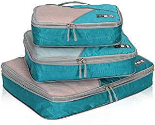 Hynes Eagle Travel Compression Packing Cubes Expandable Packing Organizer 3 Pieces Set Teal