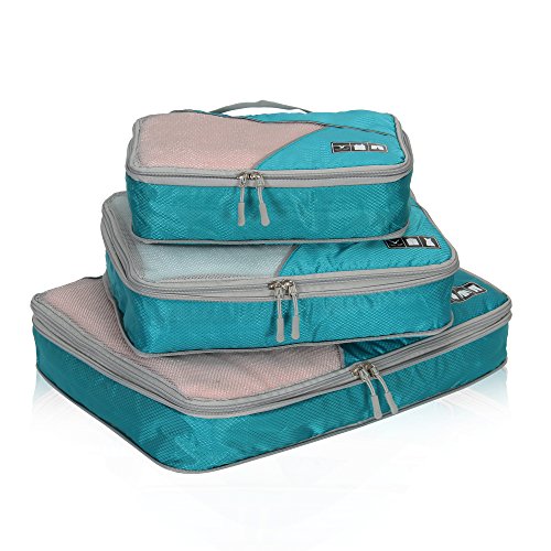 Hynes Eagle Travel Compression Packing Cubes Expandable Packing Organizer 3 Pieces Set Teal