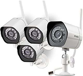 Zmodo Outdoor Security Camera (4 Pack), 1080p Full HD Wireless Cameras for Home Security with Night Vision, Cloud Service Available, White (ZM-W0002-4)