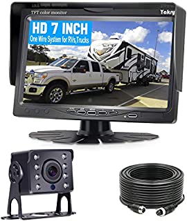 Yakry Y14 HD DIY One Wire System Backup Camera 7 Inch Monitor Kit for RVs,Trucks,Trailers,Campers IP69K Waterproof IR Night Vision Rear View High-Speed Observation System