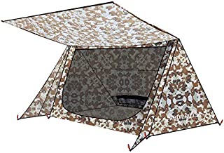 WhiteHills Backpacking Tent 1 Person Ultralight Trekking Pole Tent,Military Waterproof Trekker Tent Backwoods Bungalow,Baker Style Survival Bushcraft Shelter for Camping Hiking,Camo