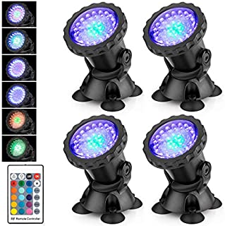 Pond Light Waterproof IP 68 Submersible Spotlight, with 36 LED Bulbs 3.5W Spotlight, Used for Aquarium Garden Pond Fish Tank Rockery Landscape Light (Multicolor4 in Set)