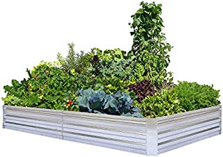 Galvanized Raised Garden Beds for Vegetables Large Metal Planter Box Steel Kit Flower Herb, 8x4x1ft