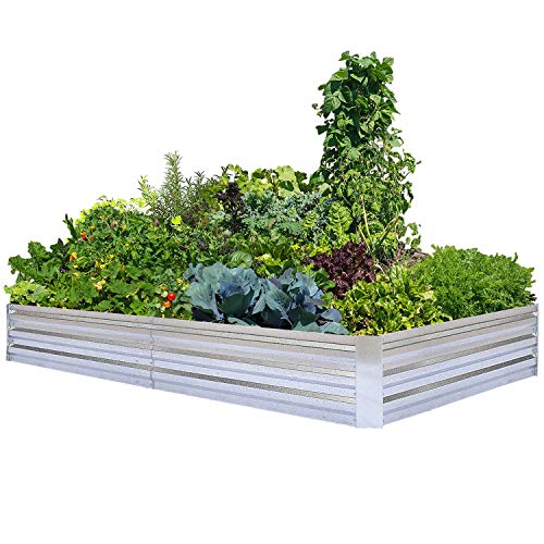 Galvanized Raised Garden Beds for Vegetables Large Metal Planter Box Steel Kit Flower Herb, 8x4x1ft