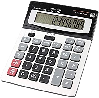 HIHUHEN Large Electronic Calculator Counter Solar & Battery Power 12 Digit Display Multi-Functional Big Button for Business Office School Calculating (Financial Calculator x 1)