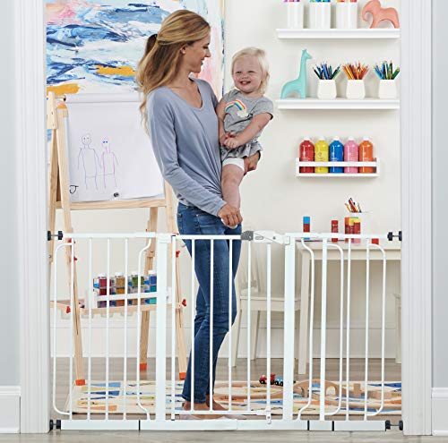 Regalo 56-Inch Extra WideSpan Walk Through Baby Gate, Includes 4-Inch, 8-Inch and 12-Inch Extension, 4 Pack of Pressure Mounts and 4 Pack of Wall Cups and Mounting Kit