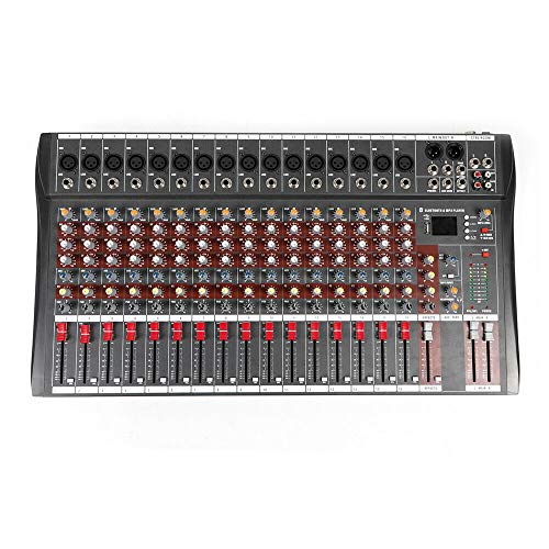 Bluetooth Studio Audio Mixer Sound Mixing Console Desk System Interface w/USB Drive for PC Recording Input AC 110V 50Hz 18W for Professional and Beginners Recording Function (16 Channel)