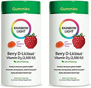 RAINBOW LIGHT Vitamin D3 2500 LU, Berry D-Licious, 50 Count (Pack of 2)