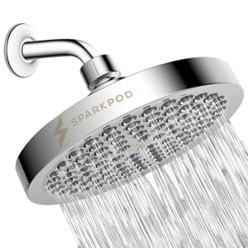 SparkPod Shower Head - High Pressure Rain - Luxury Modern Chrome Look - Easy Tool Free Installation - The Perfect Adjustable Replacement For Your Bathroom Shower Heads