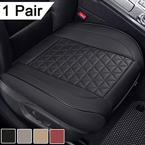 Black Panther 1 Pair Luxury PU Leather Car Seat Covers Protectors for Front Seat Bottoms,Compatible with 90% Vehicles (Sedan SUV Truck Mini Van) - Black (21.26×20.86 Inches)