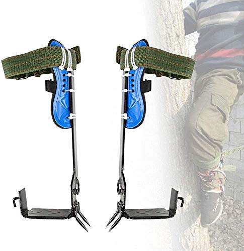 DYRABREST Tree Climbing Spikes Adjustable Climbing Tree Shoes Stainless Steel Tree Climbing Tool 2 Gears Set Adjustable Lanyard Rope Rescue Belt