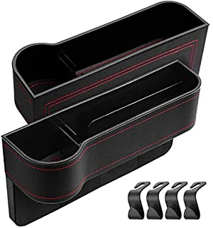 Adrinfly 2 Pack Car Seat Gap Filler, Car Front Seat Gap Organizer - Multifunctional Car Front Seat Storage Box with Cup Holder,Interior Car Accessories for Men/Women,PU Side Organizer for Phones