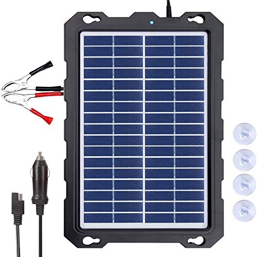 POWOXI 7.5W-Solar-Battery-Trickle-Charger-Maintainer -12V Portable Waterproof Solar Panel Trickle Charging Kit for Car, Automotive, Motorcycle, Boat, Marine, RV, Trailer, Powersports, Snowmobile, etc.