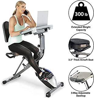 Exerpeutic ExerWorK 1000 Fully Adjustable Desk Folding Exercise Bike with Pulse