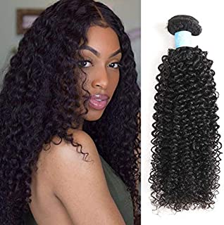 BLY 7A Mongolian Virgin Kinky Curly Human Hair Bundles Extensions 3 Bundles Unprocessed Curly Weave Natural Black Hair(22/24/26 Inch)