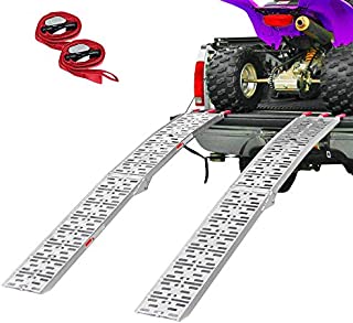 Clevr 7.5' Set of 2 Folding Arched Aluminum Truck Ramps for ATVs, UTVs, Motorcycles, Dirt Bikes, 4 Wheelers, Lawnmowers, 90