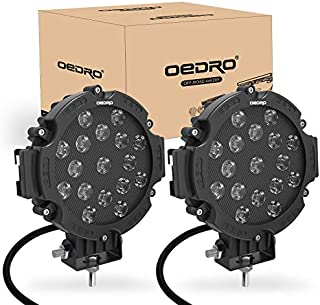 oEdRo 7 Inches 51W 5100LM LED Light Pods, Round Spot Light Pod Off Road Driving Lights Fog Bumper Roof Light Fit for Boat, Jeep, SUV, Truck, Hunters, Motorcycle