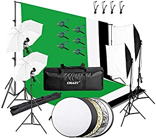 Emart 8.5 x 10 ft Backdrop Support System, Photography Video Studio Lighting Kit Umbrella Softbox Set Continuous Lighting for Photo Studio Product, Portrait and Video Shooting Photography