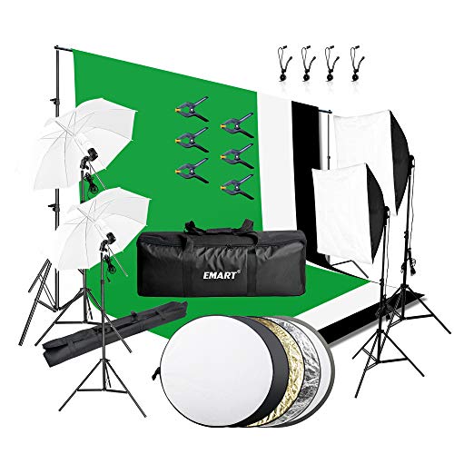 Emart 8.5 x 10 ft Backdrop Support System, Photography Video Studio Lighting Kit Umbrella Softbox Set Continuous Lighting for Photo Studio Product, Portrait and Video Shooting Photography