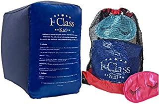 1st Class Kid XL Inflatable FootRest Leg Rest Travel Pillow; Kid Child Toddler Plane Bed, 1 Footstool with 1 Drawstring Bag & 1 Eye Mask. Ideal for Airplane, Car, Home, Office, RV, Camp, Car Pet Bed.