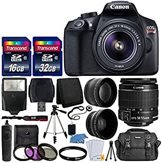 Canon EOS Rebel T6 Digital SLR Camera with 18-55mm EF-S f/3.5-5.6 is II Lens + 58mm Wide Angle Lens + 2X Telephoto Lens + Flash + 48GB SD Memory Card + UV Filter Kit + Tripod + Full Accessory Bundle