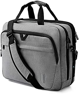 17.3 Inch Laptop Bag,BAGSMART Large Expandable Briefcase Business Travel Bag Computer Office Bag Shoulder Bag for Men Women Water Resistant Anti Theft Durable,Grey