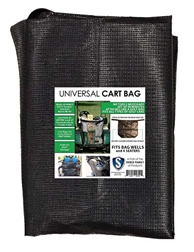 Club Clean Universal Cart Bag - Buggie Bag - Cargo Bag for 2 Seater and 4 Seater Golf Carts - Golf Cart Storage Bag - Golf Car Bag - EZGo, Club Car, Yamaha, Easy Attach Golf Cart Grocery Shopping Bag