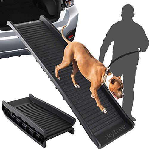 SkyTree Dog Ramp Flod, Pet Ramp for SUV, Car, Pickup Truck, Folding Dog Ramp for Small to Large Dogs