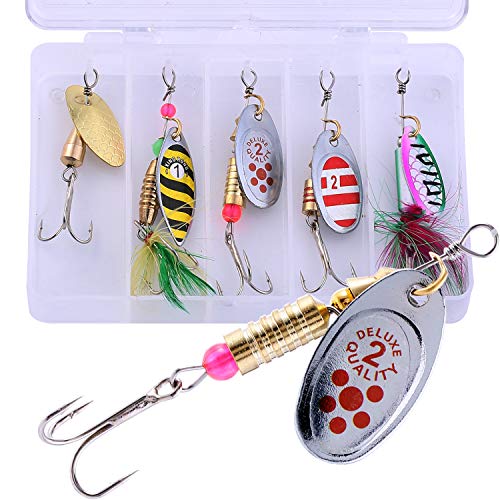 Sougayilang Fishing Lure Spinnerbaits 5Pcs/10Pcs Spinner Baits Kit for Trout Bass Salmon  (j0012-5pcs)