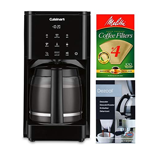 Cuisinart DCC-T20 14-Cup Touchscreen Coffeemaker with Natural Brown Coffee Filter No 4 (100 Count) and Descaling Powder (3 Items)