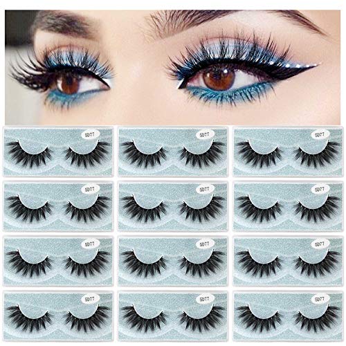 MAGEFY Eyelashes 12 Pairs 1 Style Lashes Wholesale, Dramatic Look Faux Mink False Lashes Pack, Handmade Reusable Soft Fake Eyelashes (5D77)