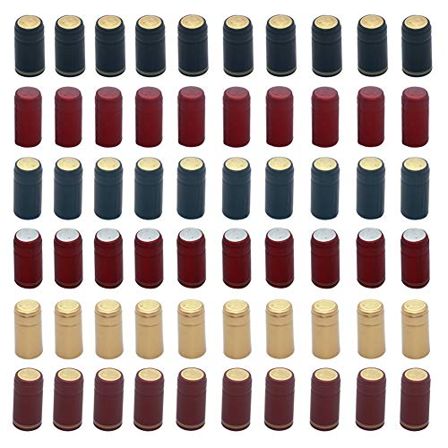 PVC Heat Shrink Capsules 60 Pack,Wine Shrink Wrap Wine Bottle Capsules for Wine Cellars and Home Use