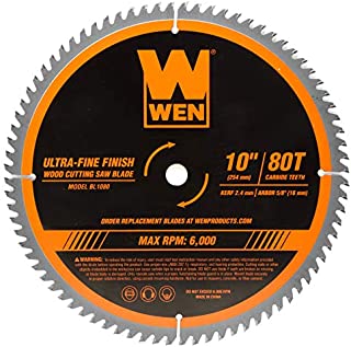 WEN BL1080 10-Inch 80-Tooth Carbide-Tipped Ultra-Fine Finish Professional Woodworking Saw Blade for Miter Saws and Table Saws