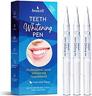 Beaueli Teeth Whitening Pen, 3 Pack, 35% Carbamide Peroxide, Natural Mint Flavor, Glycerin Drops, Safe, Easy to Use, Effective, Painless, Travel Friendly, No Sensitivity, Beautiful White Smile